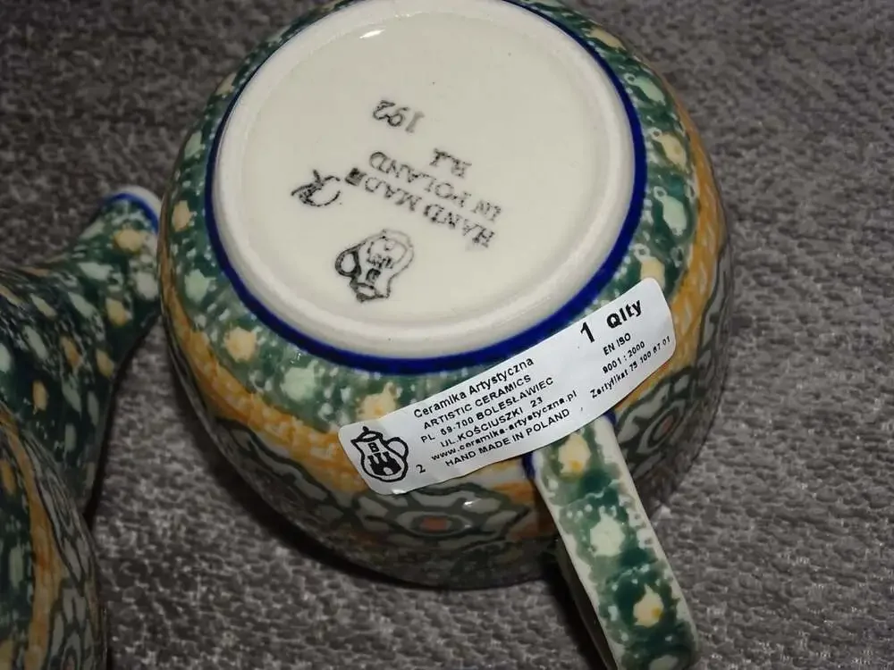 Ceramika Artystyczna Polish Pottery Tea Set with Teapot, Cup, and Saucer